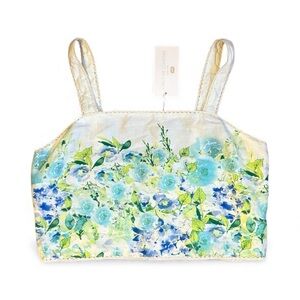 NWT Caroline Constas Blue and Green Textured Top - Size L